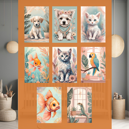 Pets Nursery Wall Art Digital Download Pack of 8