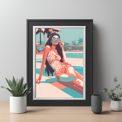 South Asian Art - Boho Beach Summer Aesthetic Desi Girl Printable Wall Art