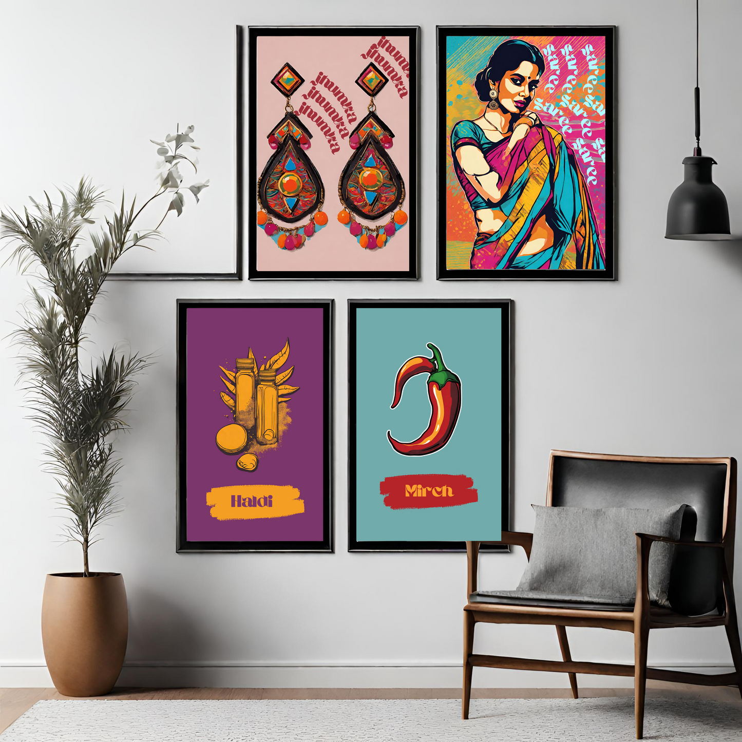 Wall Art - Desi Pop Digital Art 8 pcs