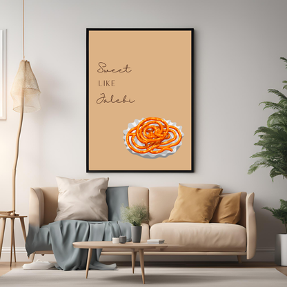 Jalebi Black Framed A4 Portrait Print