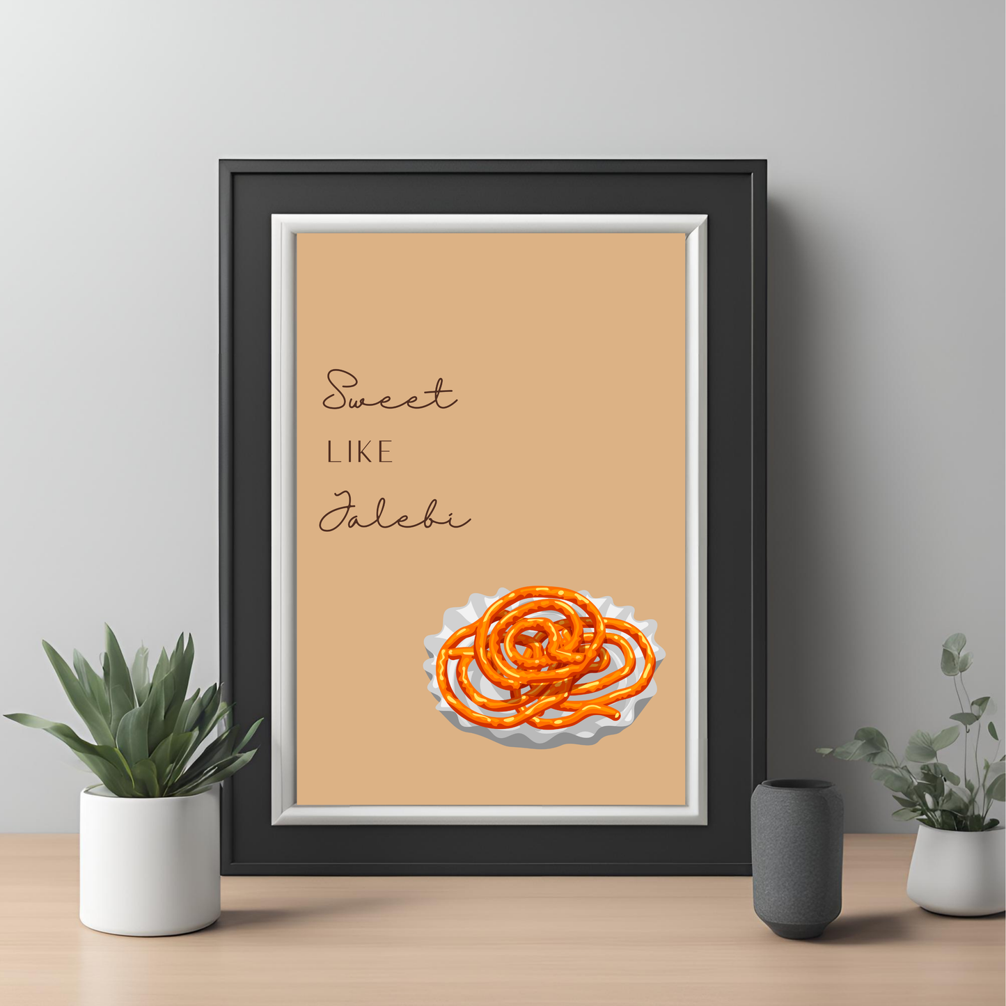 Jalebi Black Framed A4 Portrait Print