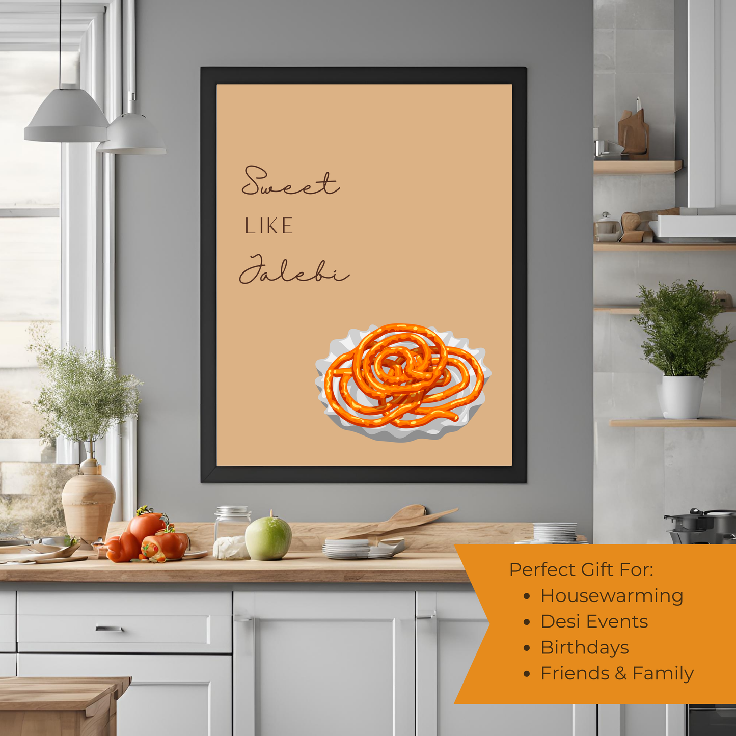 Jalebi Black Framed A4 Portrait Print