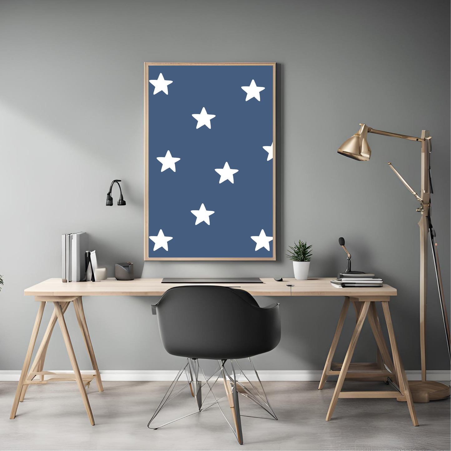 Blue Star Collage Nursery Print Wall Art Digital Download