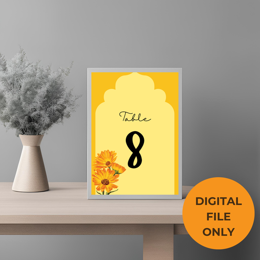 Sunflower Table Number Digital Download - Online Template