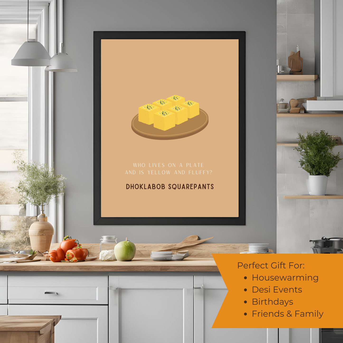 Dhokla Black Framed A4 Portrait Print