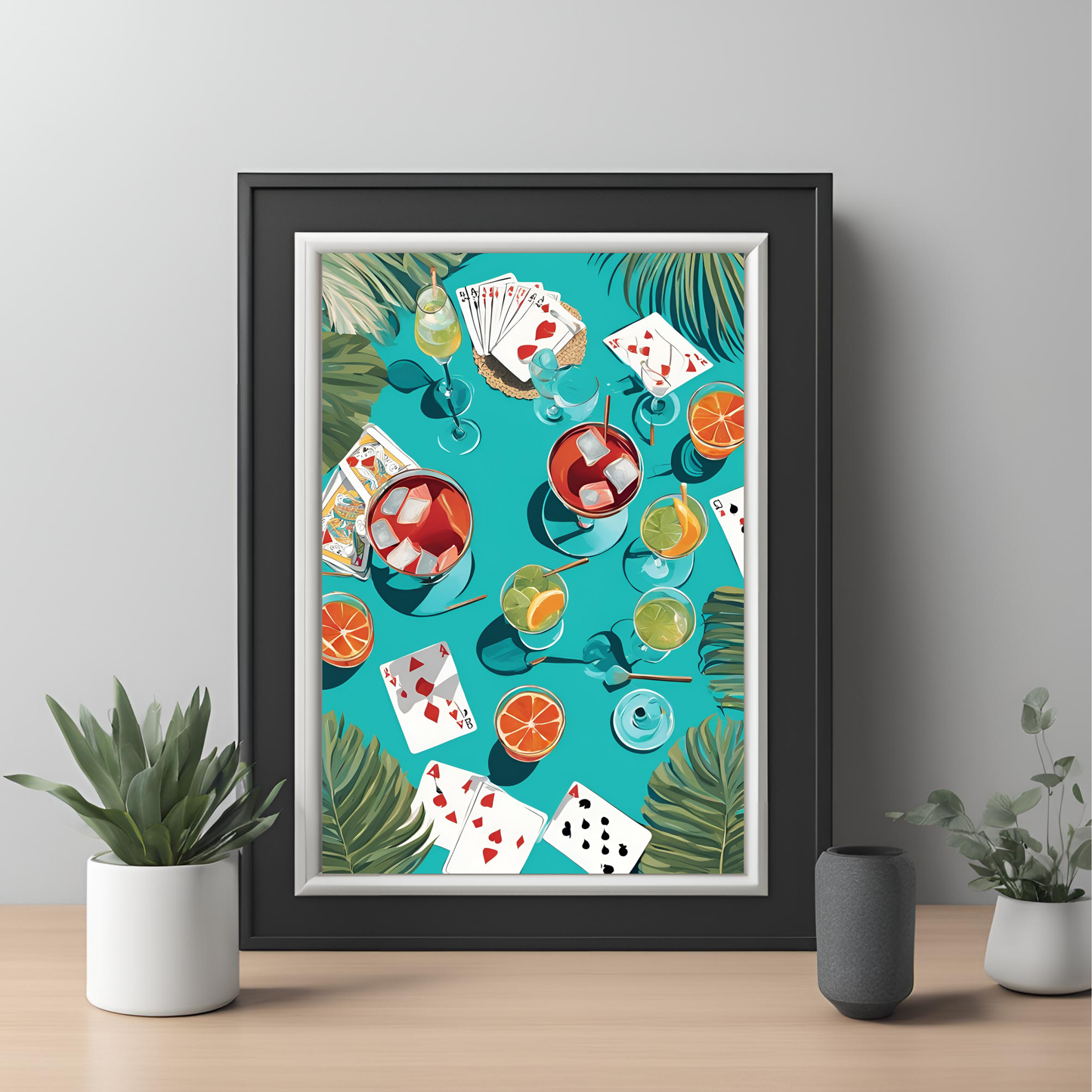 Vintage Playing Cards By Pool Wall Art Digital Download