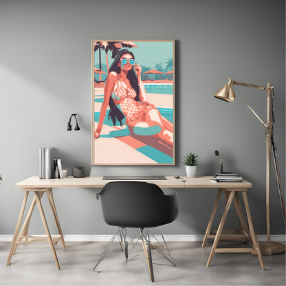 South Asian Art - Boho Beach Summer Aesthetic Desi Girl Printable Wall Art