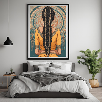 South Asian Art  Punjabi Girl with Parande - Digital Printable Wall Art