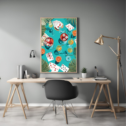 Vintage Playing Cards By Pool Wall Art Digital Download