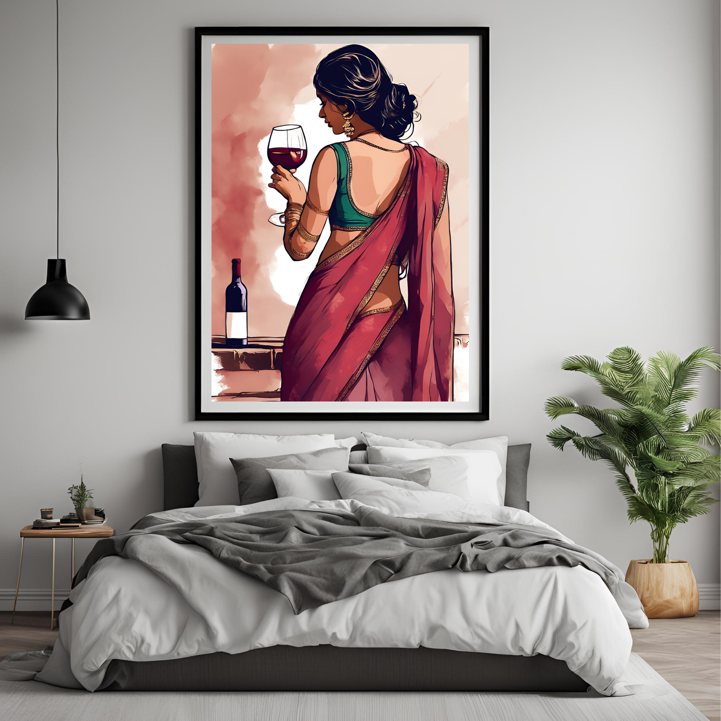 South Asian Desi Girl Saree - Digital Printable Wall Art