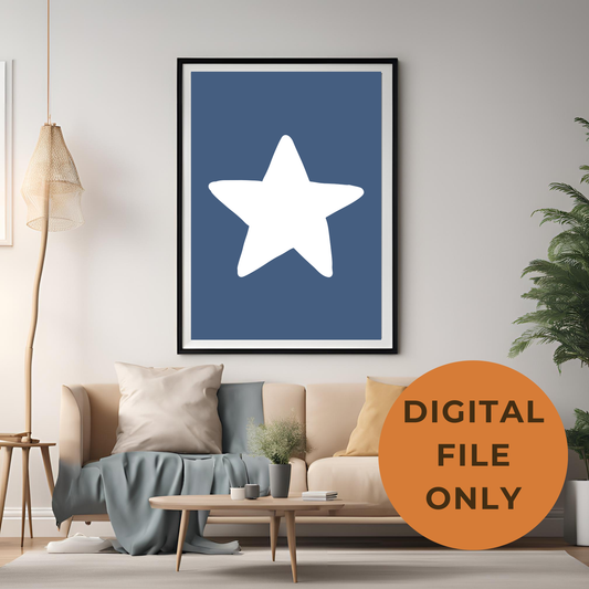 Blue Star Nursery Print Wall Art Digital Download