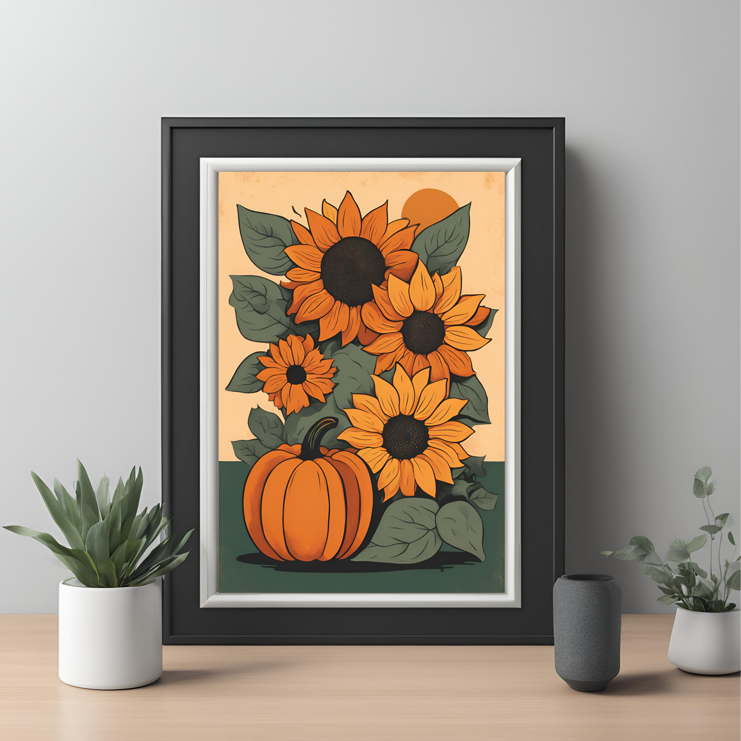 Pumpkins and Sunflowers Wall Art Digital Download