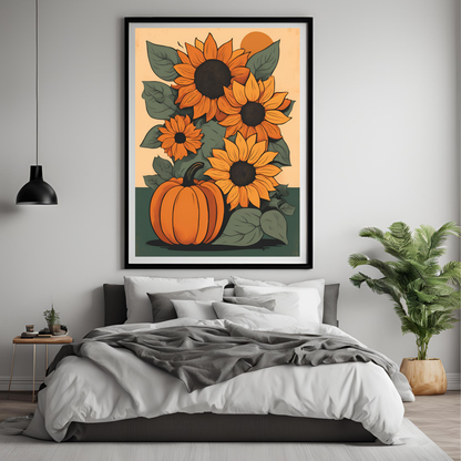 Pumpkins and Sunflowers Wall Art Digital Download