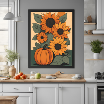 Pumpkins and Sunflowers Wall Art Digital Download