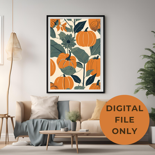 Pumpkins and Sunflowers Collage Wall Art Digital Download