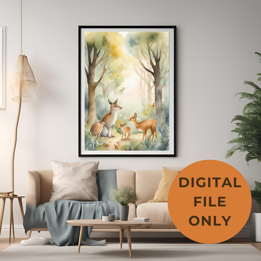 Woodland Scenery Nursery Wall Art Digital Download