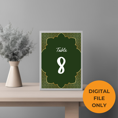 Emerald Table Number Digital Download - Online Template