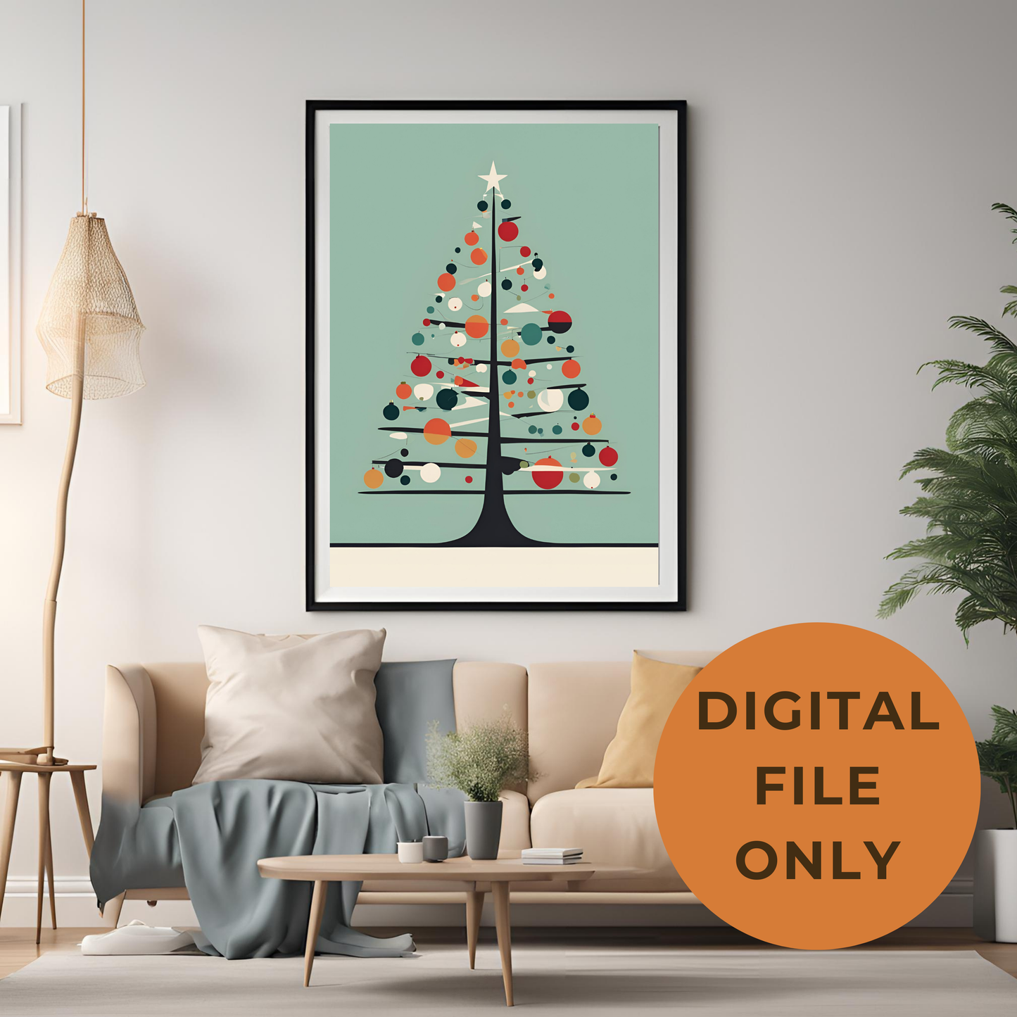 Retro Christmas Tree Wall Art Digital Download