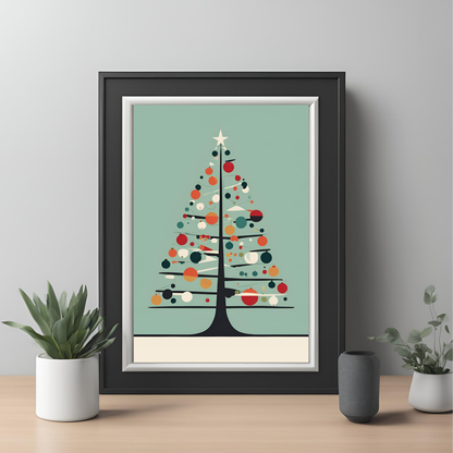 Retro Christmas Tree Wall Art Digital Download