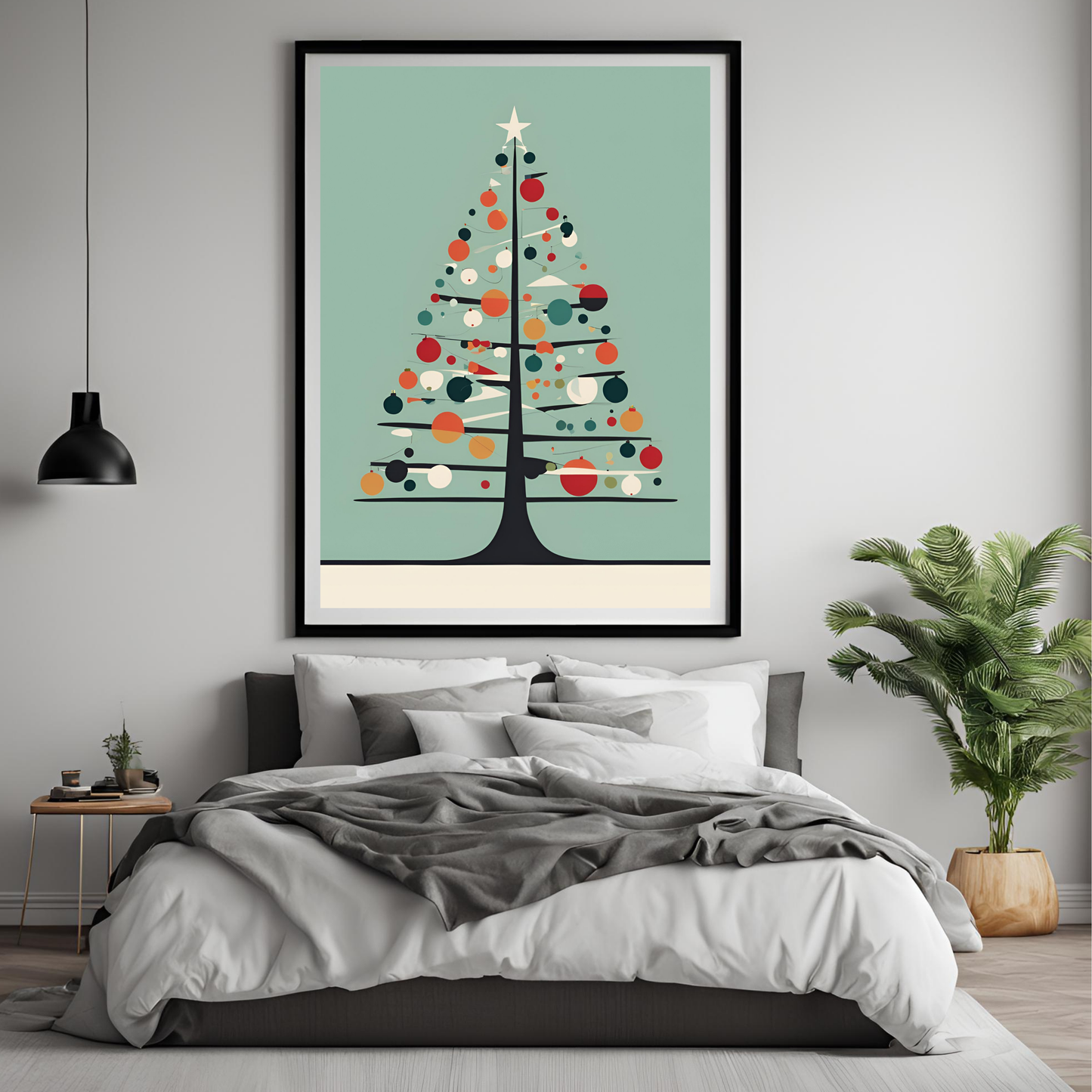 Retro Christmas Tree Wall Art Digital Download