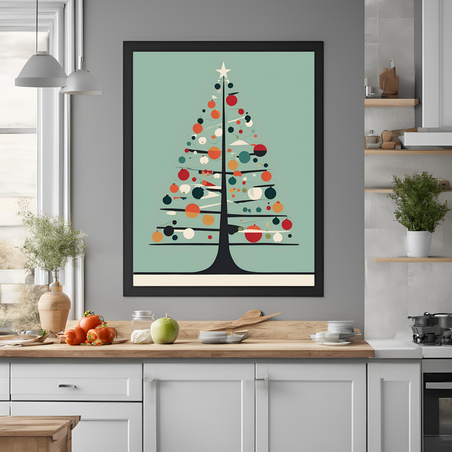 Retro Christmas Tree Wall Art Digital Download