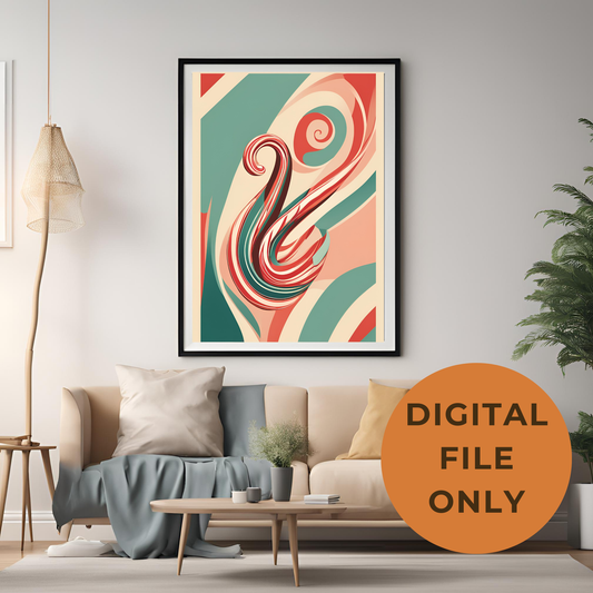 Retro Christmas Candy Cane Wall Art Digital Download