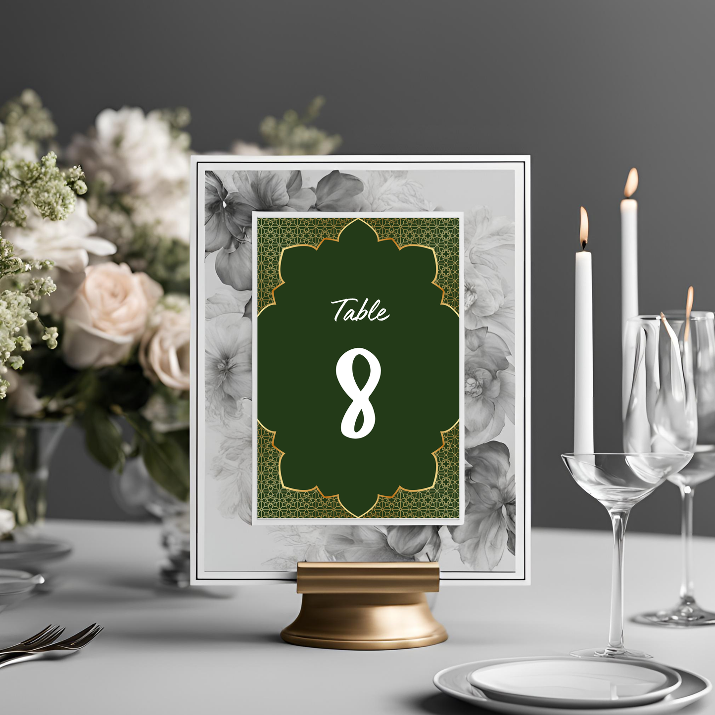 Emerald Table Number Digital Download - Online Template