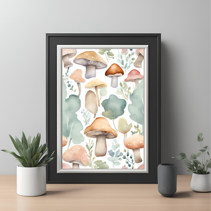 Mushroom Garden Nursery Wall Art Digital Download