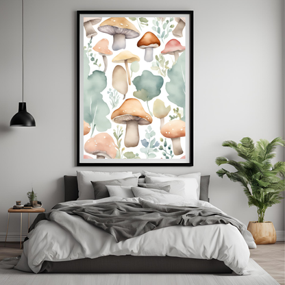 Mushroom Garden Nursery Wall Art Digital Download