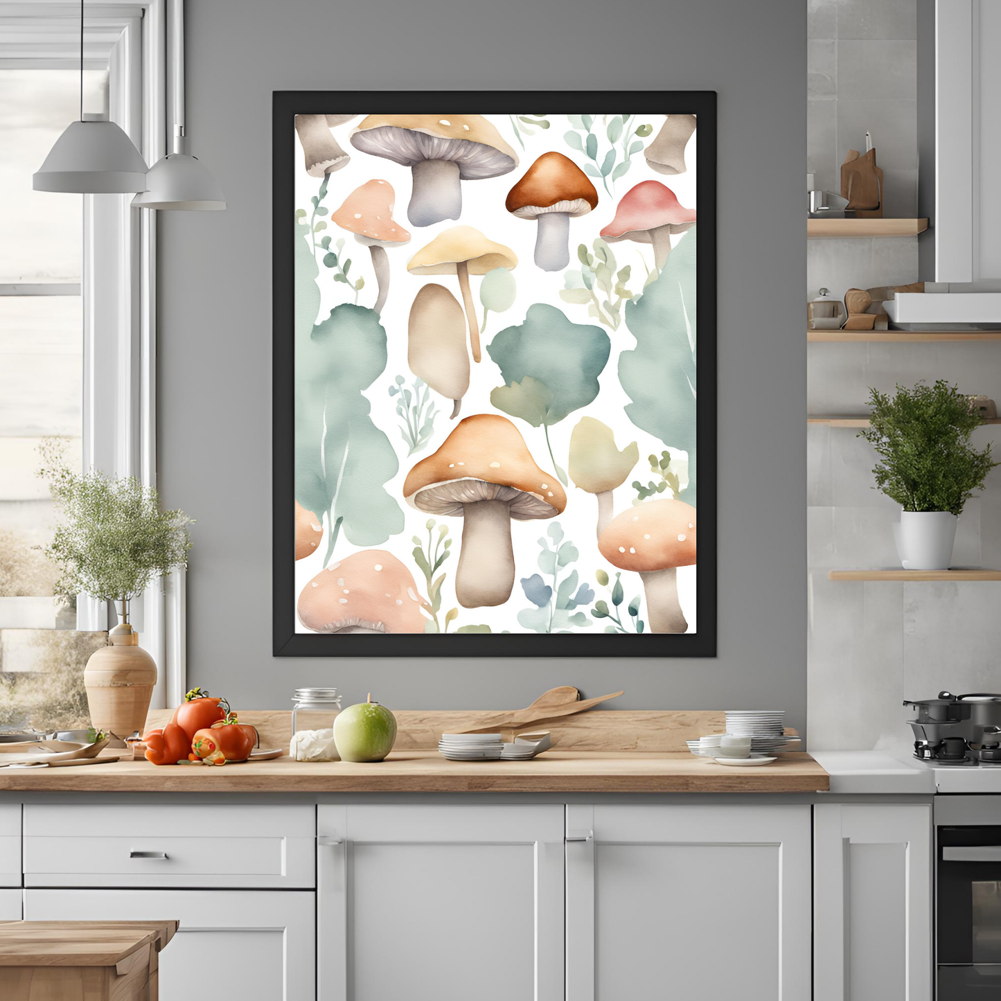 Mushroom Garden Nursery Wall Art Digital Download