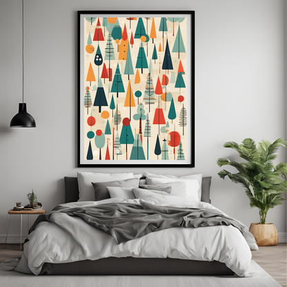 Retro Christmas Tree Collage Wall Art Digital Download