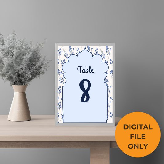 Blue Table Number Digital Download - Online Template