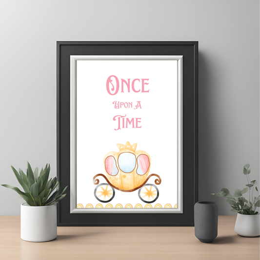 Once Upon a Time Framed A4 Nursery Print - Portrait/Black