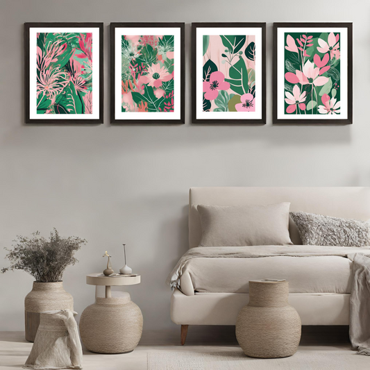 Wall Art - Botanical Desi Flower Digital Art 9 pcs