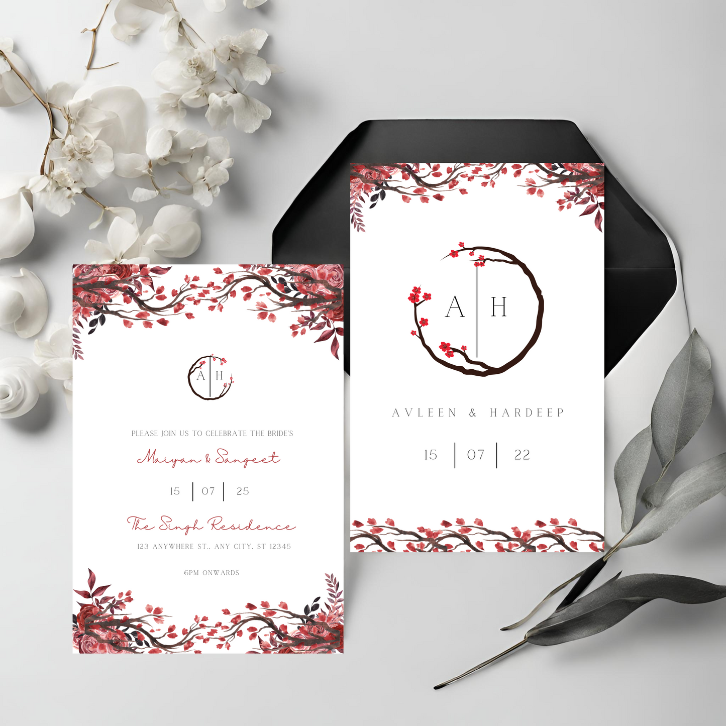 Blossom Invite Inserts Digital Download 6pcs - Online Template