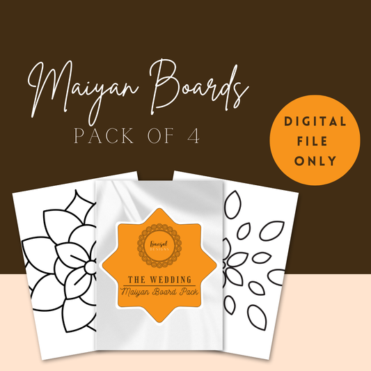 Maiyan Board Pack of 4 - Punjabi Wedding Accessories Digital Template