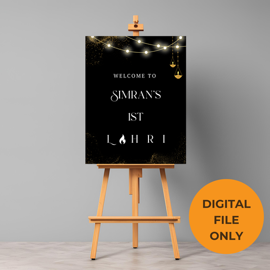 Lohri Black Entrance Board Digital Download - Online Template