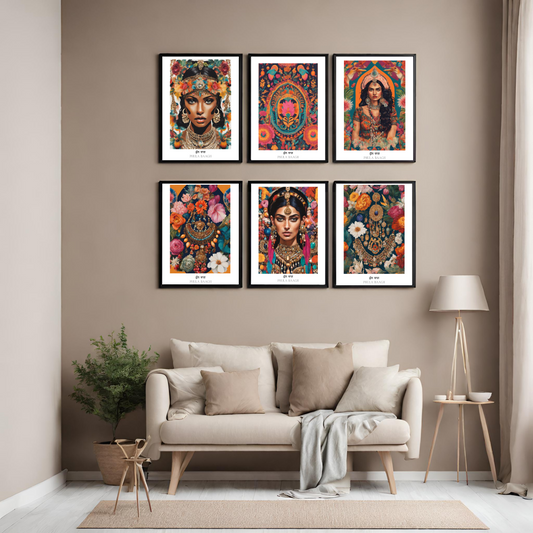 Wall Art - Maximalist Desi Digital Art 6pcs