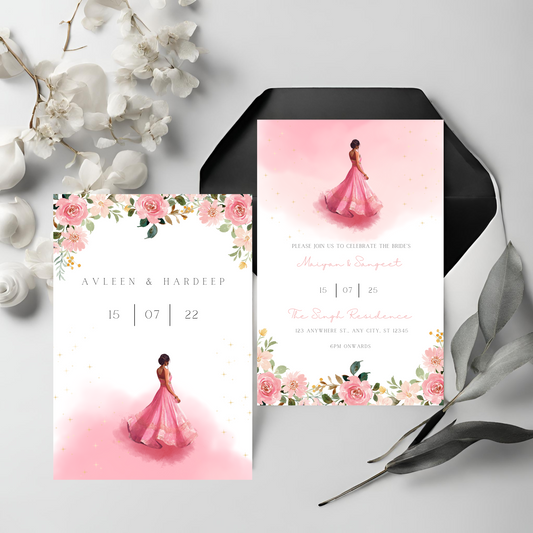 Pink Invite Inserts Digital Download 6pcs - Online Template