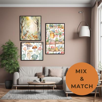 Mushroom Garden Nursery Wall Art Digital Download