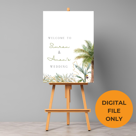 Destination Wedding Palm Tree Entrance Board - Online Template