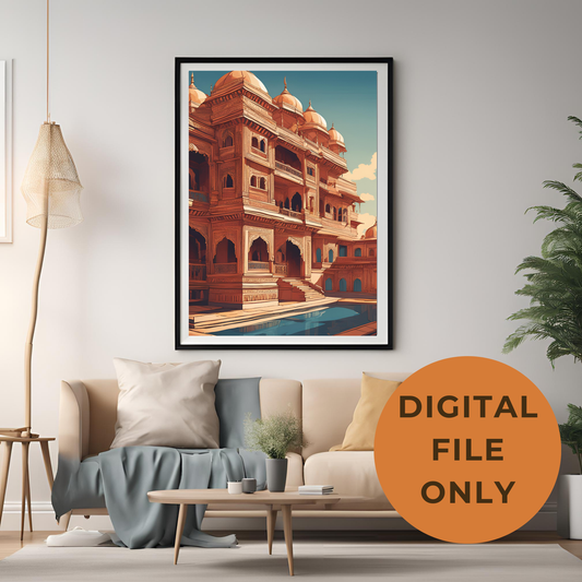 Indian Palace Landscape Wall Art Digital Download