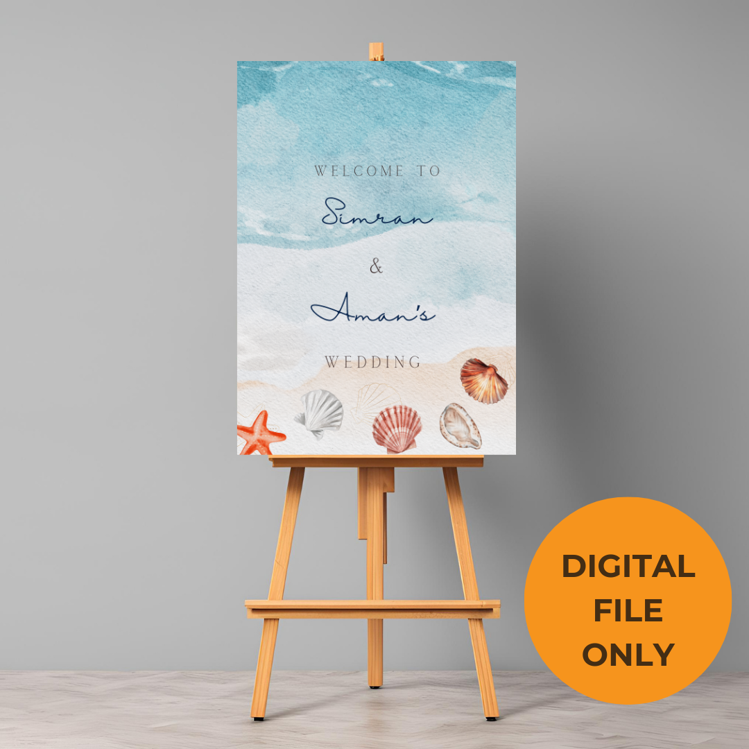 Destination Wedding Beach Entrance Board - Online Template