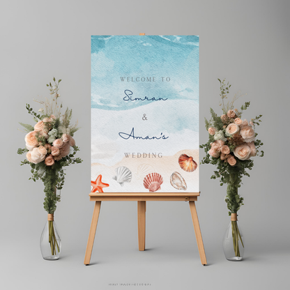 Destination Wedding Beach Entrance Board - Online Template