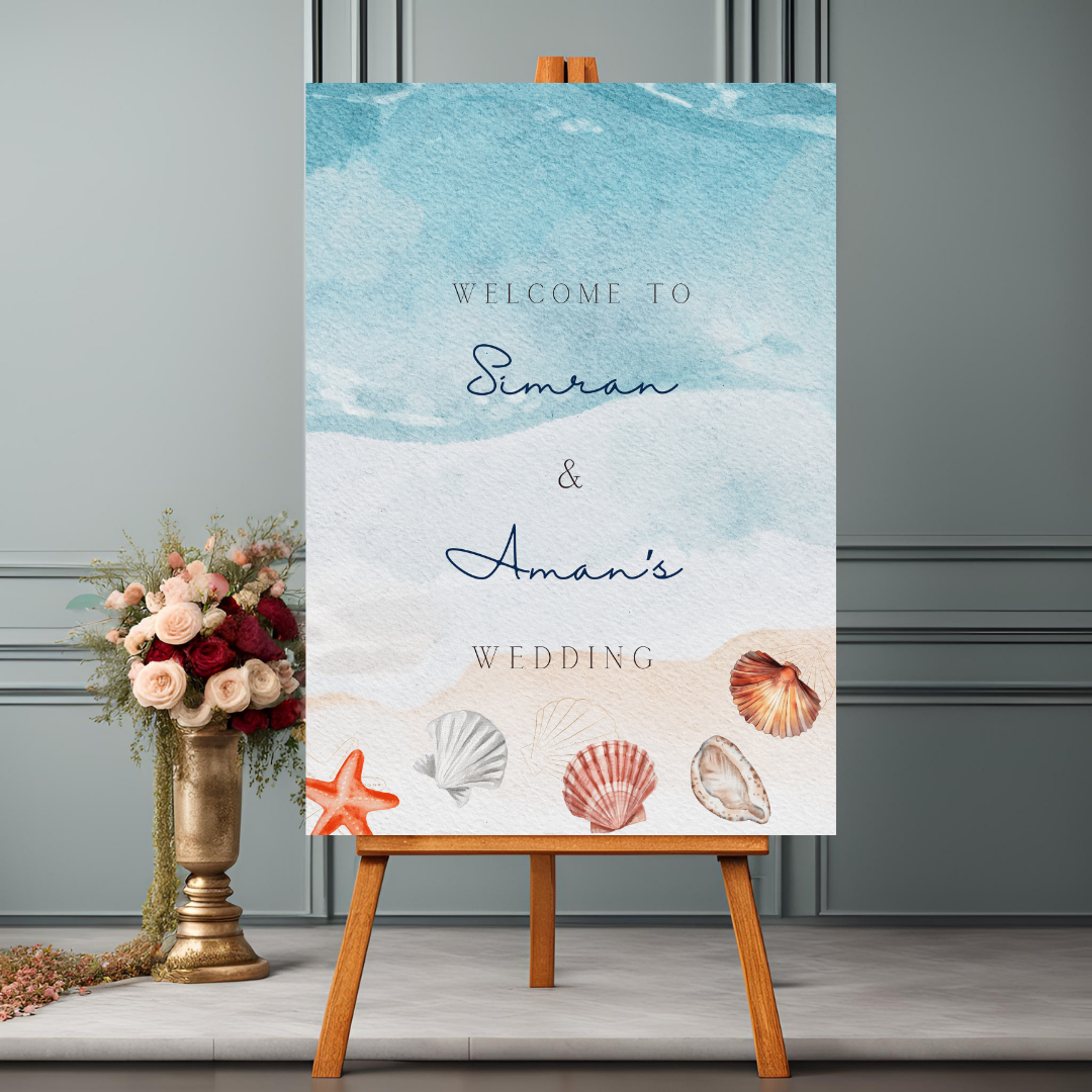 Destination Wedding Beach Entrance Board - Online Template