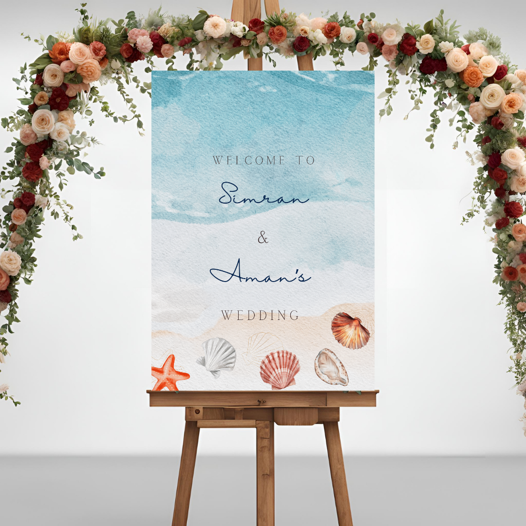 Destination Wedding Beach Entrance Board - Online Template