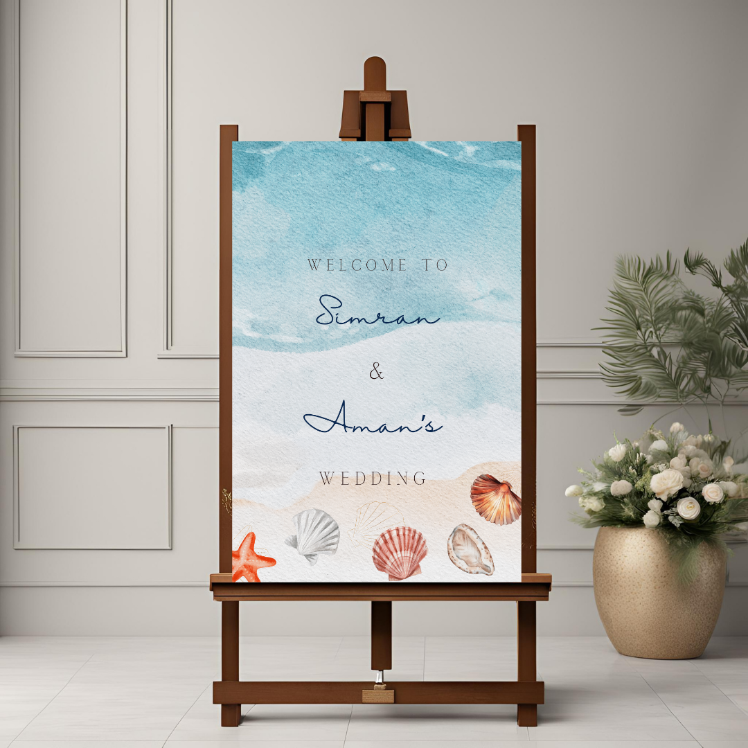 Destination Wedding Beach Entrance Board - Online Template