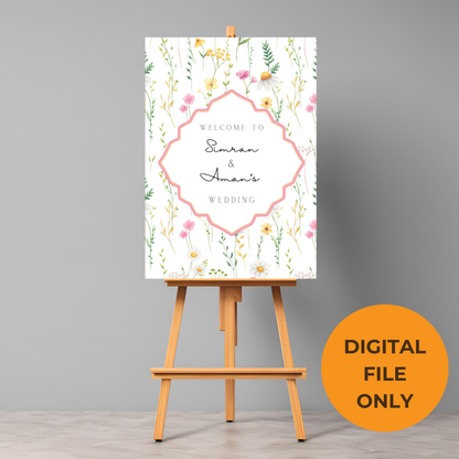 Wildflower Pink Entrance Board Digital Download - Online Template