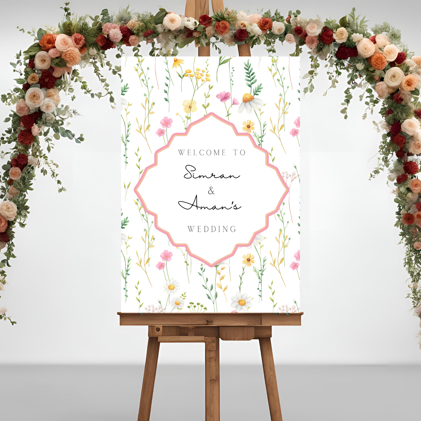 Wildflower Pink Entrance Board Digital Download - Online Template