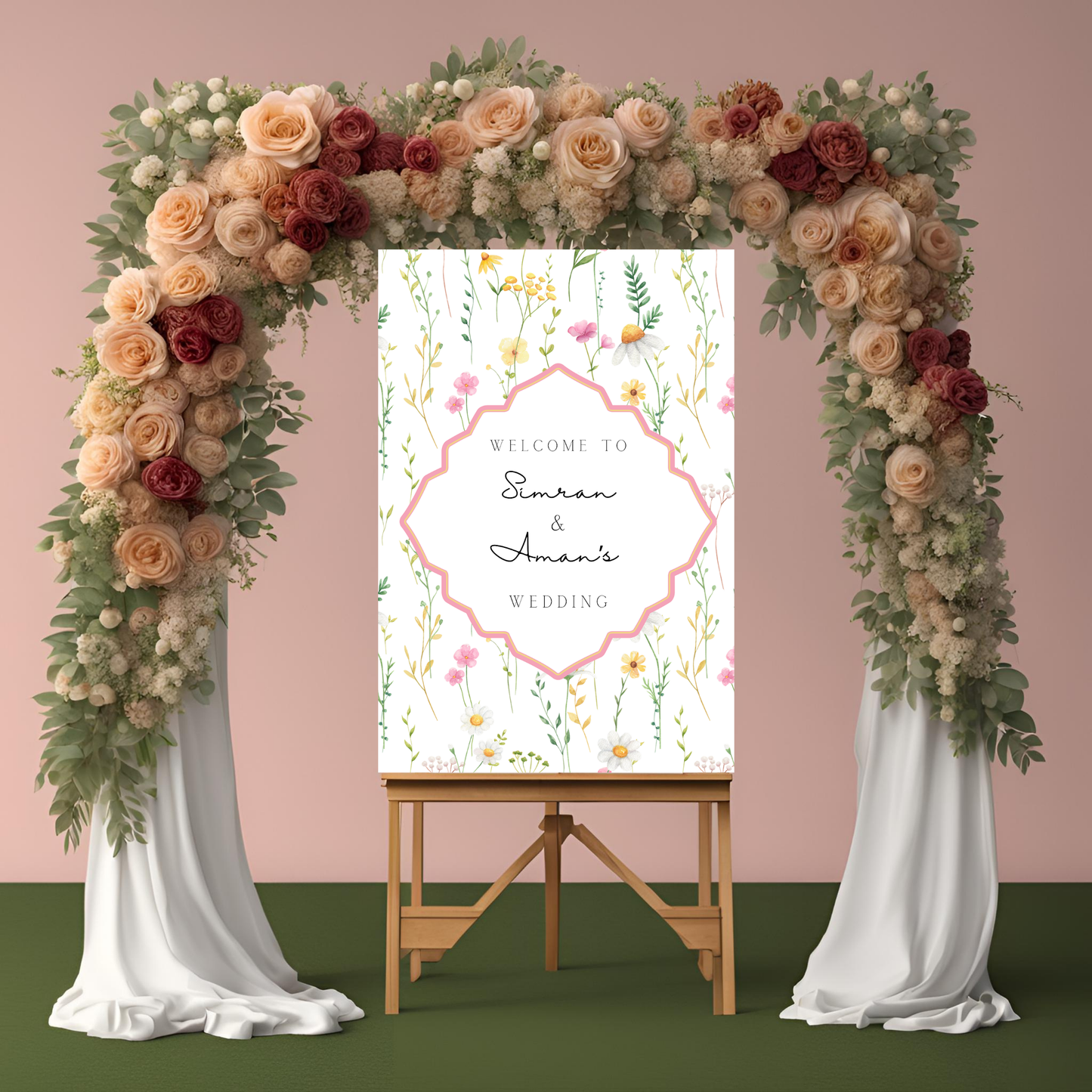 Wildflower Pink Entrance Board Digital Download - Online Template